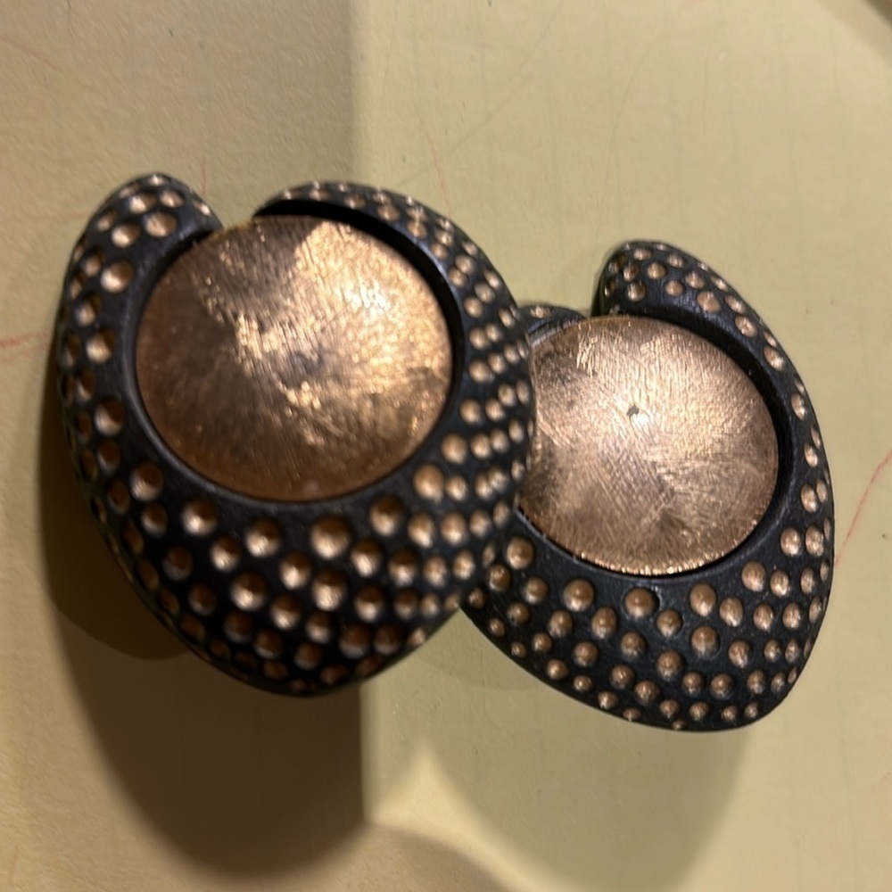 Large heart shaped vintage clip on earrings with gold coin shaped centre